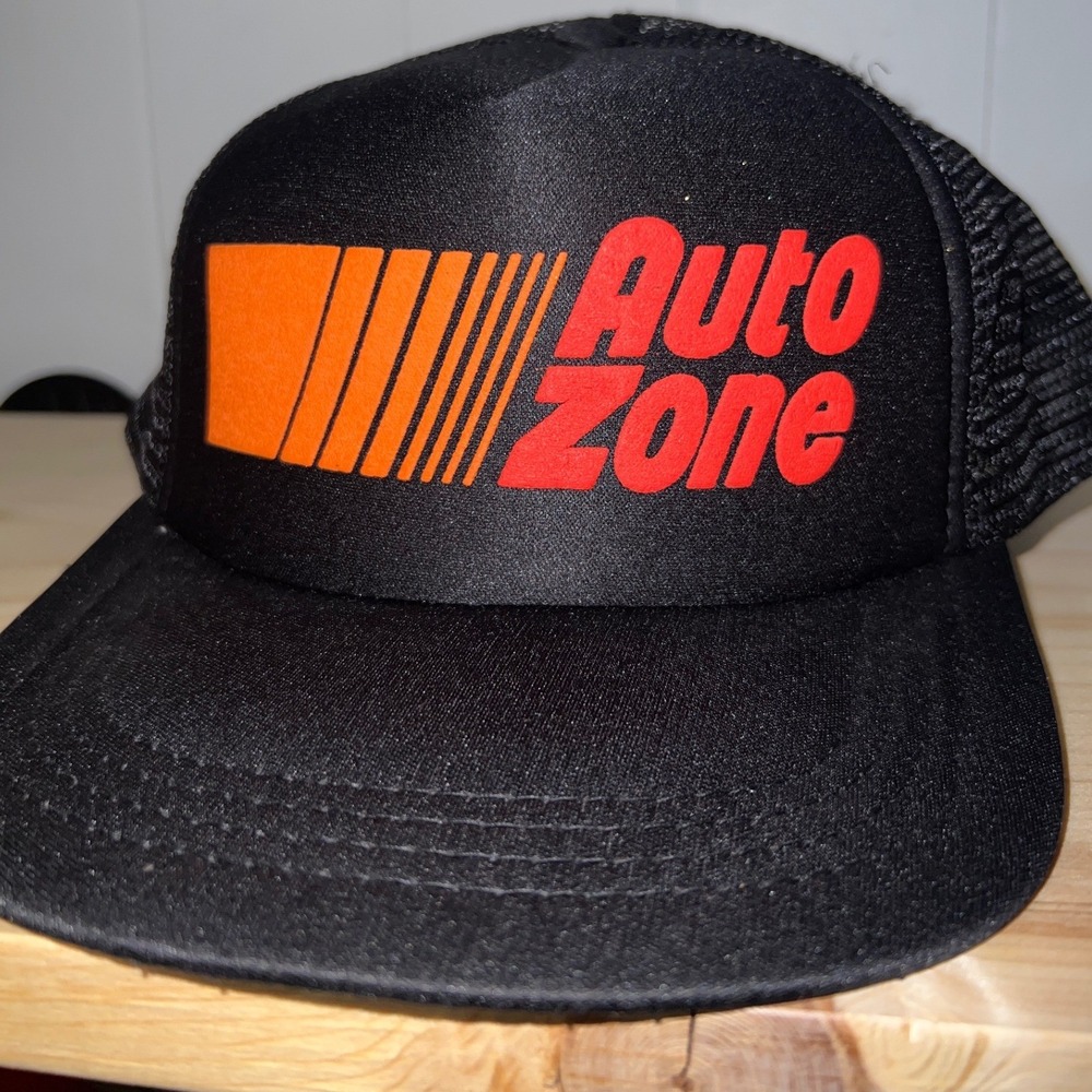 HB Sportgear AutoZone Trucker Hat Black Mesh Snapback Logo Damage